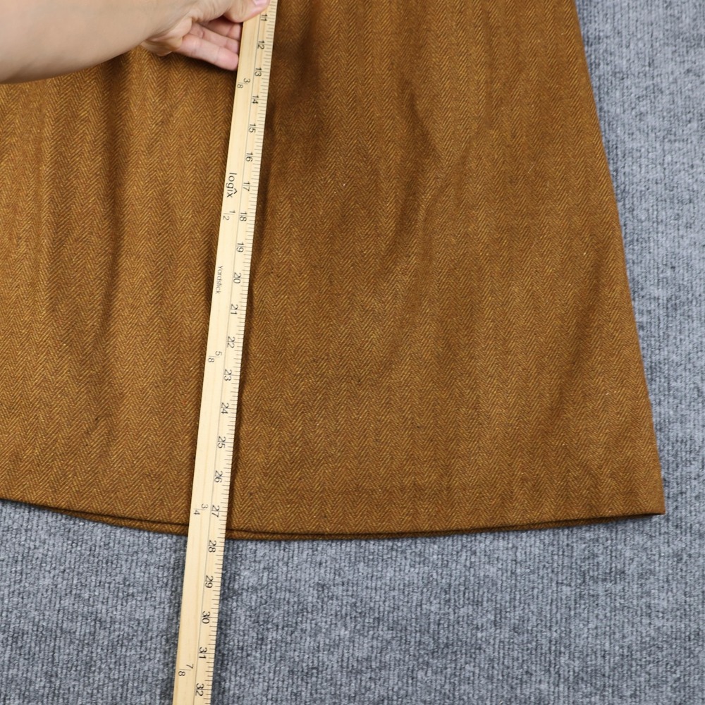 F. Shay of Boston Skirt Womens 12 Brown Wool Herringbone A-Line Lined Made USA - Picture 2 of 11